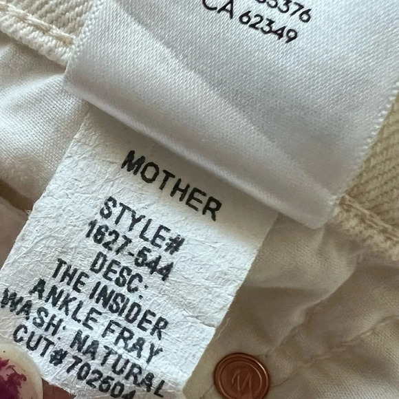 MOTHER Superior The Insider Ankle Fray Jean Act Natural Cream Off White Denim 25 - Picture 14 of 14